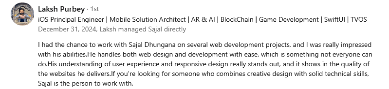 LinkedIn Recommandation - Sajal Dhungana Digital